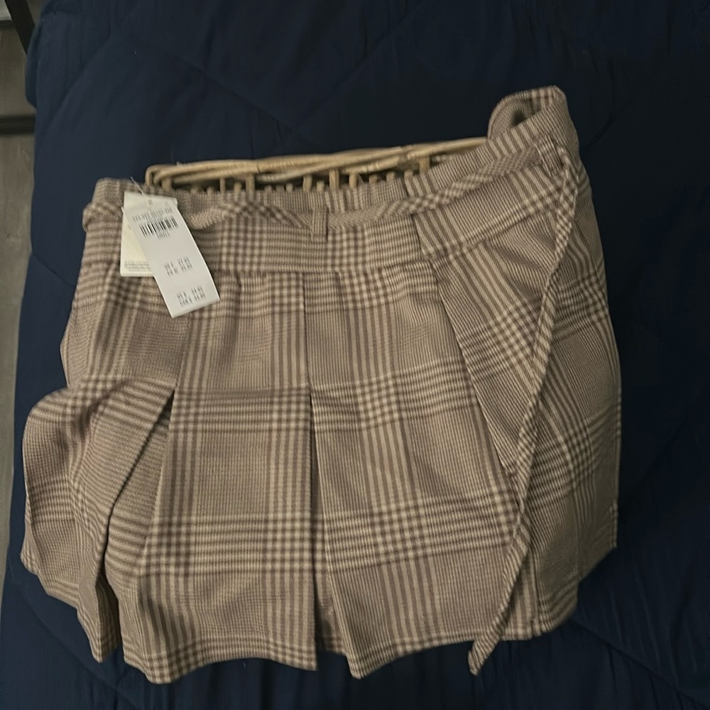 Hollister Brown Plaid Skirt